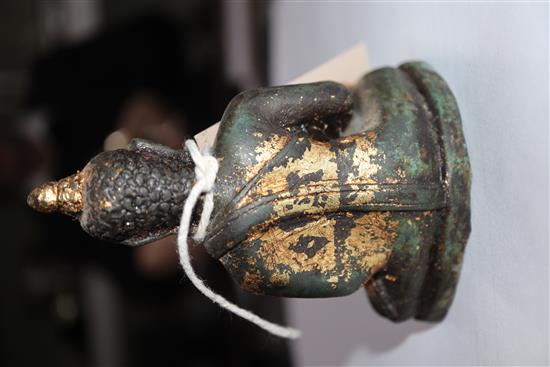 A 17th century Chinese gilded bronze Buddha, H.10.5cm